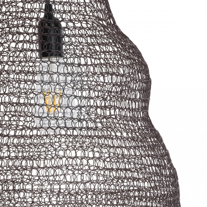 GloboStar® KENTUCKY 01896 Vintage Κρεμαστό Φωτιστικό Οροφής Μονόφωτο 1 x E27 AC220-240V IP20 - Φ40 x Υ70cm - Σκούρο Καφέ Μεταλλικό Πλέγμα