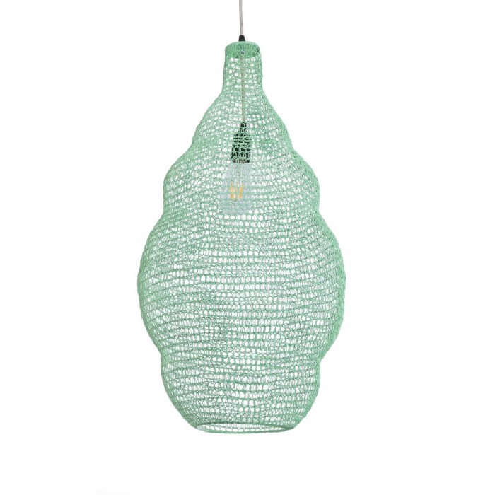 GloboStar® KENTUCKY 01897 Vintage Κρεμαστό Φωτιστικό Οροφής Μονόφωτο 1 x E27 AC220-240V IP20 - Φ40 x Υ70cm - Τιρκουάζ Μεταλλικό Πλέγμα