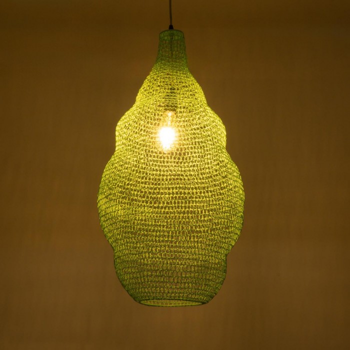 GloboStar® KENTUCKY 01897 Vintage Κρεμαστό Φωτιστικό Οροφής Μονόφωτο 1 x E27 AC220-240V IP20 - Φ40 x Υ70cm - Τιρκουάζ Μεταλλικό Πλέγμα