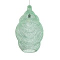 GloboStar® KENTUCKY 01897 Vintage Κρεμαστό Φωτιστικό Οροφής Μονόφωτο 1 x E27 AC220-240V IP20 - Φ40 x Υ70cm - Τιρκουάζ Μεταλλικό Πλέγμα