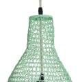 GloboStar® KENTUCKY 01897 Vintage Κρεμαστό Φωτιστικό Οροφής Μονόφωτο 1 x E27 AC220-240V IP20 - Φ40 x Υ70cm - Τιρκουάζ Μεταλλικό Πλέγμα