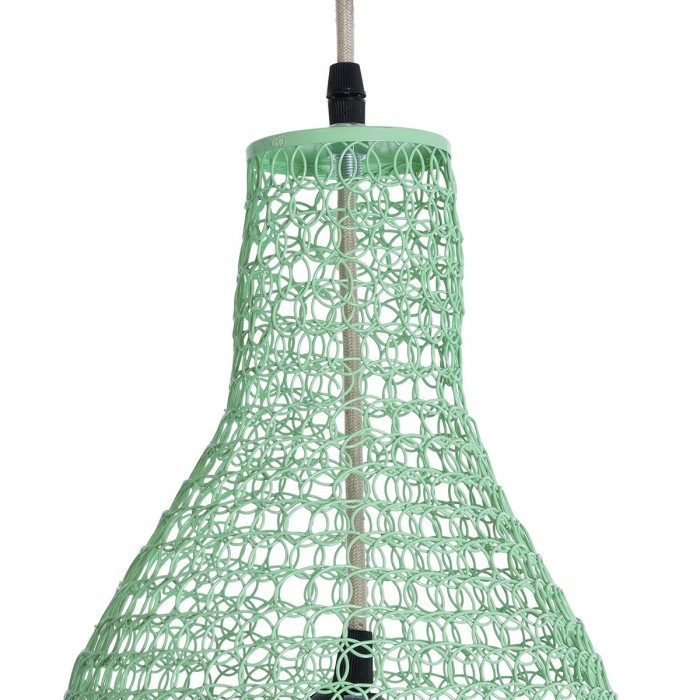 GloboStar® KENTUCKY 01897 Vintage Κρεμαστό Φωτιστικό Οροφής Μονόφωτο 1 x E27 AC220-240V IP20 - Φ40 x Υ70cm - Τιρκουάζ Μεταλλικό Πλέγμα