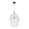 GloboStar® KENTUCKY 01898 Vintage Κρεμαστό Φωτιστικό Οροφής Μονόφωτο 1 x E27 AC220-240V IP20 - Φ40 x Υ60cm - Μπεζ Εκρού Μεταλλικό Πλέγμα