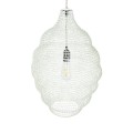 GloboStar® KENTUCKY 01898 Vintage Κρεμαστό Φωτιστικό Οροφής Μονόφωτο 1 x E27 AC220-240V IP20 - Φ40 x Υ60cm - Μπεζ Εκρού Μεταλλικό Πλέγμα