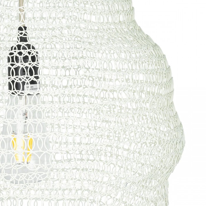 GloboStar® KENTUCKY 01898 Vintage Κρεμαστό Φωτιστικό Οροφής Μονόφωτο 1 x E27 AC220-240V IP20 - Φ40 x Υ60cm - Μπεζ Εκρού Μεταλλικό Πλέγμα