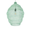 GloboStar® KENTUCKY 01900 Vintage Κρεμαστό Φωτιστικό Οροφής Μονόφωτο 1 x E27 AC220-240V IP20 - Φ40 x Υ60cm - Τιρκουάζ Μεταλλικό Πλέγμα