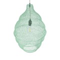 GloboStar® KENTUCKY 01900 Vintage Κρεμαστό Φωτιστικό Οροφής Μονόφωτο 1 x E27 AC220-240V IP20 - Φ40 x Υ60cm - Τιρκουάζ Μεταλλικό Πλέγμα