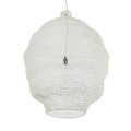 GloboStar® KENTUCKY 01901 Vintage Κρεμαστό Φωτιστικό Οροφής Μονόφωτο 1 x E27 AC220-240V IP20 - Φ80 x Υ110cm - Μπεζ Εκρού Μεταλλικό Πλέγμα