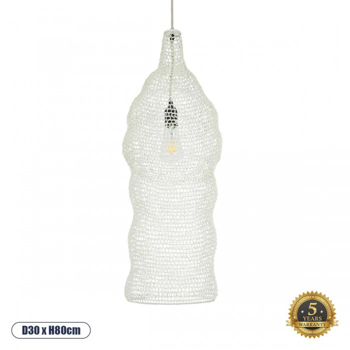 GloboStar® KENTUCKY 01904 Vintage Κρεμαστό Φωτιστικό Οροφής Μονόφωτο 1 x E27 AC220-240V IP20 - Φ30 x Υ80cm - Μπεζ Εκρού Μεταλλικό Πλέγμα GloboStar® KENTUCKY 01904 Vintage Κρεμαστό Φωτιστικό Οροφής Μονόφωτο 1 x E27 AC220-240V IP20 - Φ30 x Υ80cm - Μπεζ Εκρού Μεταλλικό Πλέγμα