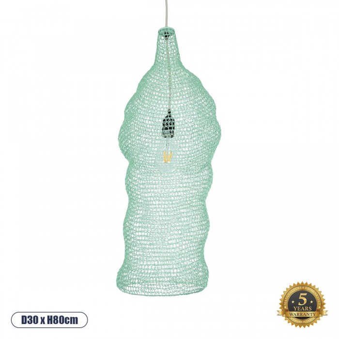 GloboStar® KENTUCKY 01906 Vintage Κρεμαστό Φωτιστικό Οροφής Μονόφωτο 1 x E27 AC220-240V IP20 - Φ30 x Υ80cm - Τιρκουάζ Μεταλλικό Πλέγμα GloboStar® KENTUCKY 01906 Vintage Κρεμαστό Φωτιστικό Οροφής Μονόφωτο 1 x E27 AC220-240V IP20 - Φ30 x Υ80cm - Τιρκουάζ Μεταλλικό Πλέγμα