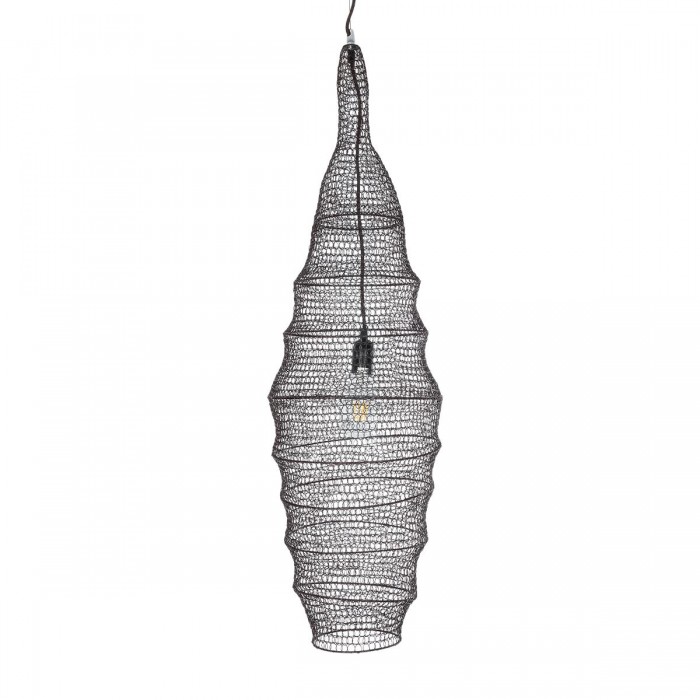 GloboStar® KENTUCKY 01908 Vintage Κρεμαστό Φωτιστικό Οροφής Μονόφωτο 1 x E27 AC220-240V IP20 - Φ30 x Υ105cm - Σκούρο Καφέ Μεταλλικό Πλέγμα