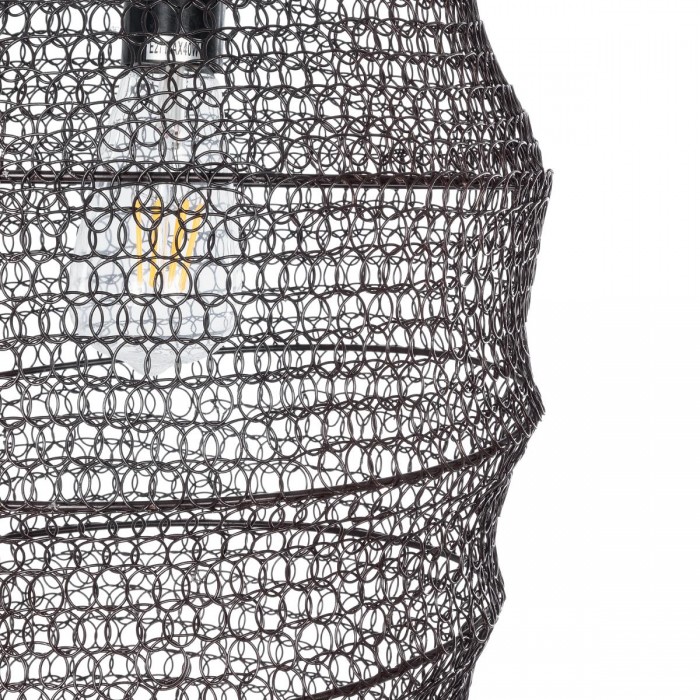 GloboStar® KENTUCKY 01908 Vintage Κρεμαστό Φωτιστικό Οροφής Μονόφωτο 1 x E27 AC220-240V IP20 - Φ30 x Υ105cm - Σκούρο Καφέ Μεταλλικό Πλέγμα