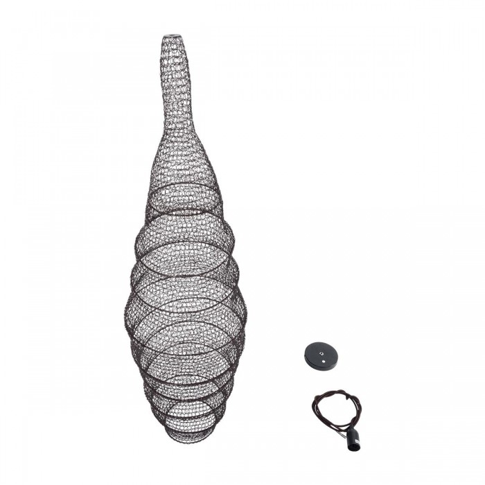 GloboStar® KENTUCKY 01908 Vintage Κρεμαστό Φωτιστικό Οροφής Μονόφωτο 1 x E27 AC220-240V IP20 - Φ30 x Υ105cm - Σκούρο Καφέ Μεταλλικό Πλέγμα