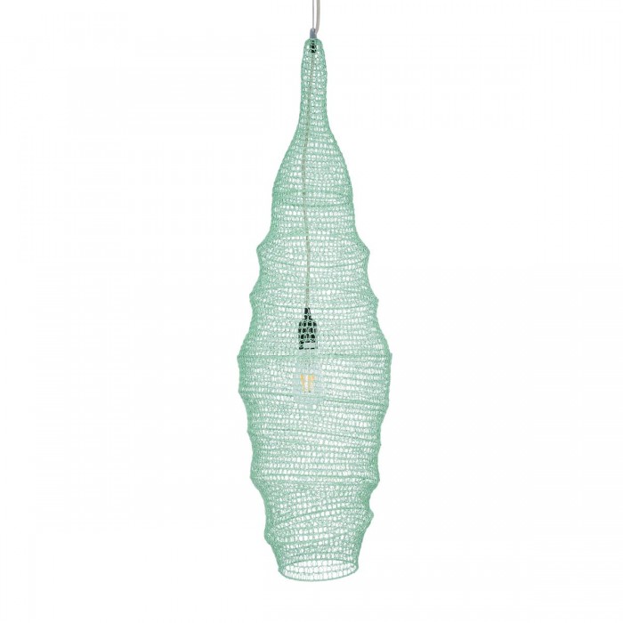 GloboStar® KENTUCKY 01909 Vintage Κρεμαστό Φωτιστικό Οροφής Μονόφωτο 1 x E27 AC220-240V IP20 - Φ30 x Υ105cm - Τιρκουάζ Μεταλλικό Πλέγμα