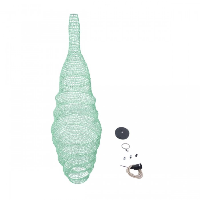 GloboStar® KENTUCKY 01909 Vintage Κρεμαστό Φωτιστικό Οροφής Μονόφωτο 1 x E27 AC220-240V IP20 - Φ30 x Υ105cm - Τιρκουάζ Μεταλλικό Πλέγμα