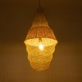 GloboStar® KENTUCKY 01910 Vintage Κρεμαστό Φωτιστικό Πλέγμα Μονόφωτο 1 x E27 IP20 Μπεζ Μέταλλο - Μ40 x Π40 x Υ80cm
