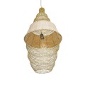 GloboStar® KENTUCKY 01910 Vintage Κρεμαστό Φωτιστικό Πλέγμα Μονόφωτο 1 x E27 IP20 Μπεζ Μέταλλο - Μ40 x Π40 x Υ80cm
