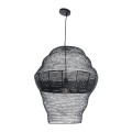 GloboStar® KENTUCKY 01912 Vintage Κρεμαστό Φωτιστικό Πλέγμα Μονόφωτο 1 x E27 IP20 Μαύρο Μέταλλο - Μ60 x Π60 x Υ70cm