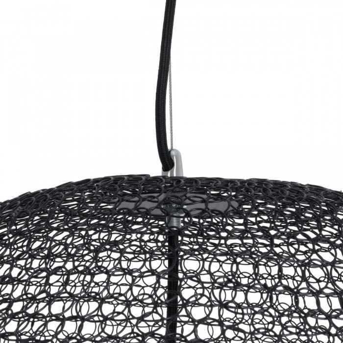 GloboStar® KENTUCKY 01912 Vintage Κρεμαστό Φωτιστικό Πλέγμα Μονόφωτο 1 x E27 IP20 Μαύρο Μέταλλο - Μ60 x Π60 x Υ70cm