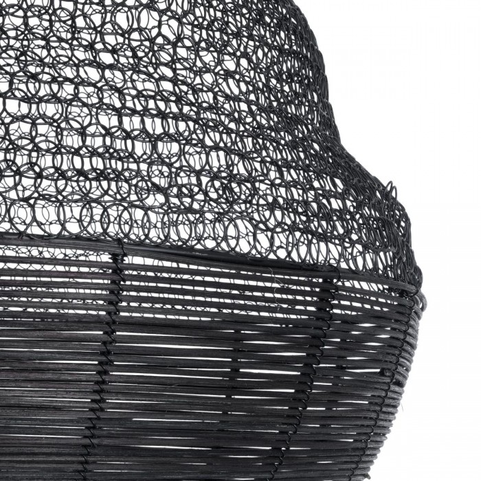 GloboStar® KENTUCKY 01912 Vintage Κρεμαστό Φωτιστικό Πλέγμα Μονόφωτο 1 x E27 IP20 Μαύρο Μέταλλο - Μ60 x Π60 x Υ70cm