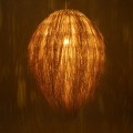 GloboStar® ARCHIPELAGO 01913 Boho Κρεμαστό Φωτιστικό Οροφής Μονόφωτο 1 x E27 AC220-240V IP20 - Φ80 x Υ100cm - Μπεζ Ξύλινο Πλέγμα