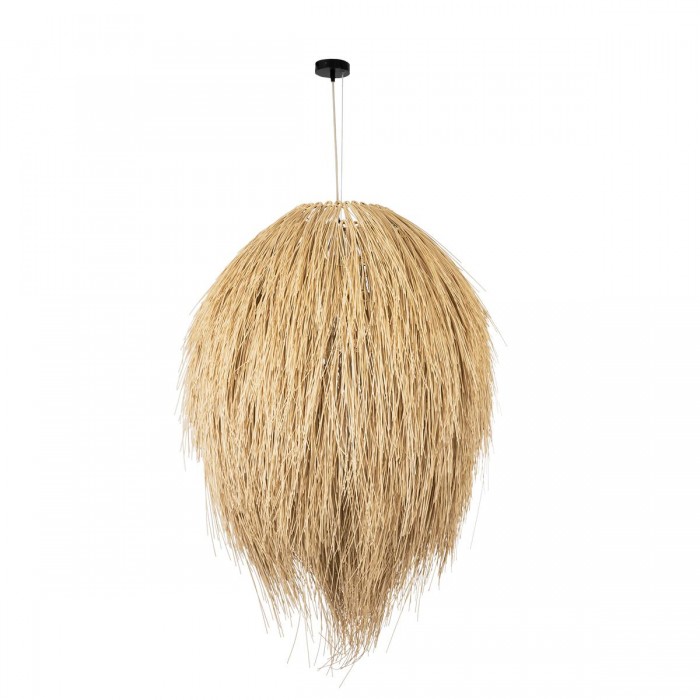 GloboStar® ARCHIPELAGO 01913 Boho Κρεμαστό Φωτιστικό Οροφής Μονόφωτο 1 x E27 AC220-240V IP20 - Φ80 x Υ100cm - Μπεζ Ξύλινο Πλέγμα