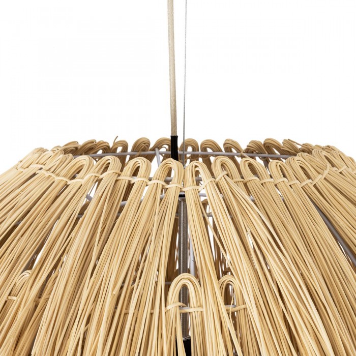 GloboStar® ARCHIPELAGO 01913 Boho Κρεμαστό Φωτιστικό Οροφής Μονόφωτο 1 x E27 AC220-240V IP20 - Φ80 x Υ100cm - Μπεζ Ξύλινο Πλέγμα