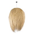 GloboStar® ARCHIPELAGO 01914 Boho Κρεμαστό Φωτιστικό Οροφής Μονόφωτο 1 x E27 AC220-240V IP20 - Φ120 x Υ140cm - Μπεζ Ξύλινο Πλέγμα