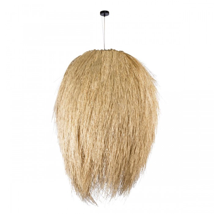 GloboStar® ARCHIPELAGO 01914 Boho Κρεμαστό Φωτιστικό Οροφής Μονόφωτο 1 x E27 AC220-240V IP20 - Φ120 x Υ140cm - Μπεζ Ξύλινο Πλέγμα