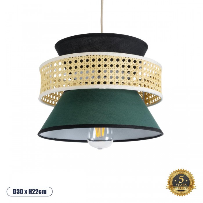 GloboStar® SAIGE 01915 Boho Κρεμαστό Φωτιστικό Πλέγμα Μονόφωτο 1 x E27 IP20 Μπεζ Ξύλο με Μαύρο & Πράσινο Ύφασμα - Μ30 x Π30 x Υ22cm GloboStar® SAIGE 01915 Boho Κρεμαστό Φωτιστικό Πλέγμα Μονόφωτο 1 x E27 IP20 Μπεζ Ξύλο με Μαύρο & Πράσινο Ύφασμα - Μ30 x Π30 x Υ22cm