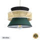 GloboStar® SAIGE 01915 Boho Κρεμαστό Φωτιστικό Πλέγμα Μονόφωτο 1 x E27 IP20 Μπεζ Ξύλο με Μαύρο & Πράσινο Ύφασμα - Μ30 x Π30 x Υ22cm GloboStar® SAIGE 01915 Boho Κρεμαστό Φωτιστικό Πλέγμα Μονόφωτο 1 x E27 IP20 Μπεζ Ξύλο με Μαύρο & Πράσινο Ύφασμα - Μ30 x Π30 x Υ22cm