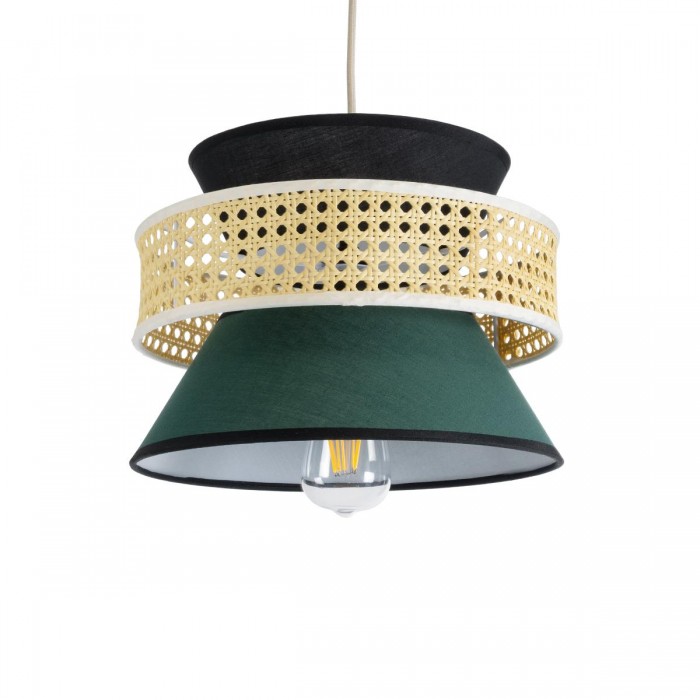 GloboStar® SAIGE 01915 Boho Κρεμαστό Φωτιστικό Πλέγμα Μονόφωτο 1 x E27 IP20 Μπεζ Ξύλο με Μαύρο & Πράσινο Ύφασμα - Μ30 x Π30 x Υ22cm GloboStar® SAIGE 01915 Boho Κρεμαστό Φωτιστικό Πλέγμα Μονόφωτο 1 x E27 IP20 Μπεζ Ξύλο με Μαύρο & Πράσινο Ύφασμα - Μ30 x Π30 x Υ22cm