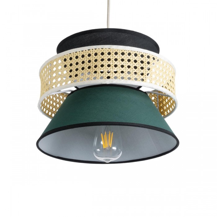 GloboStar® SAIGE 01915 Boho Κρεμαστό Φωτιστικό Πλέγμα Μονόφωτο 1 x E27 IP20 Μπεζ Ξύλο με Μαύρο & Πράσινο Ύφασμα - Μ30 x Π30 x Υ22cm GloboStar® SAIGE 01915 Boho Κρεμαστό Φωτιστικό Πλέγμα Μονόφωτο 1 x E27 IP20 Μπεζ Ξύλο με Μαύρο & Πράσινο Ύφασμα - Μ30 x Π30 x Υ22cm