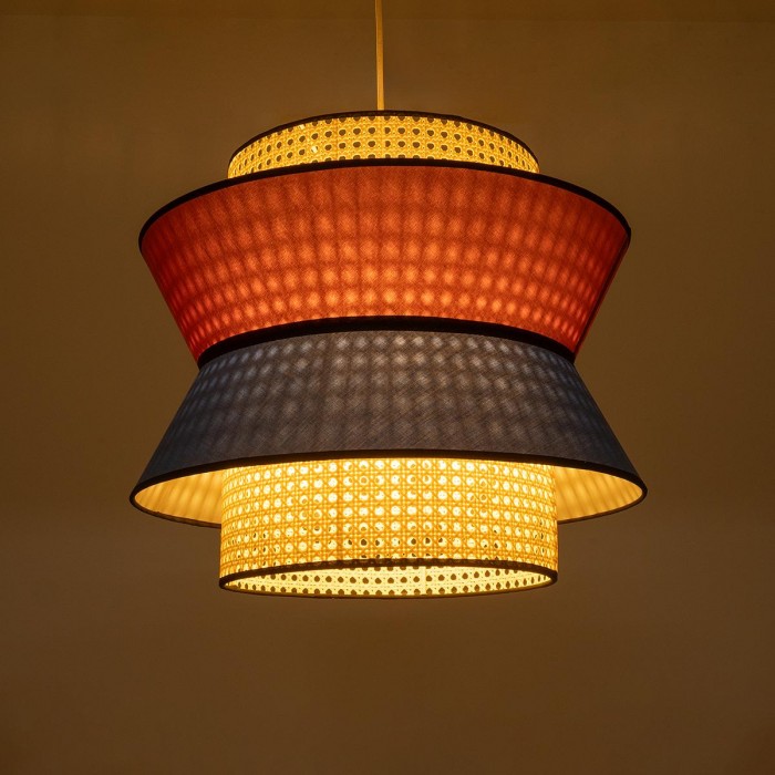 GloboStar® SAIGE 01919 Boho Κρεμαστό Φωτιστικό Πλέγμα Μονόφωτο 1 x E27 IP20 Μπεζ Ξύλο με Κόκκινο & Μπλε Ύφασμα - Μ50 x Π50 x Υ43cm GloboStar® SAIGE 01919 Boho Κρεμαστό Φωτιστικό Πλέγμα Μονόφωτο 1 x E27 IP20 Μπεζ Ξύλο με Κόκκινο & Μπλε Ύφασμα - Μ50 x Π50 x Υ43cm