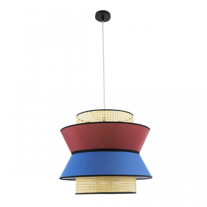 GloboStar® SAIGE 01919 Boho Κρεμαστό Φωτιστικό Πλέγμα Μονόφωτο 1 x E27 IP20 Μπεζ Ξύλο με Κόκκινο & Μπλε Ύφασμα - Μ50 x Π50 x Υ43cm GloboStar® SAIGE 01919 Boho Κρεμαστό Φωτιστικό Πλέγμα Μονόφωτο 1 x E27 IP20 Μπεζ Ξύλο με Κόκκινο & Μπλε Ύφασμα - Μ50 x Π50 x Υ43cm