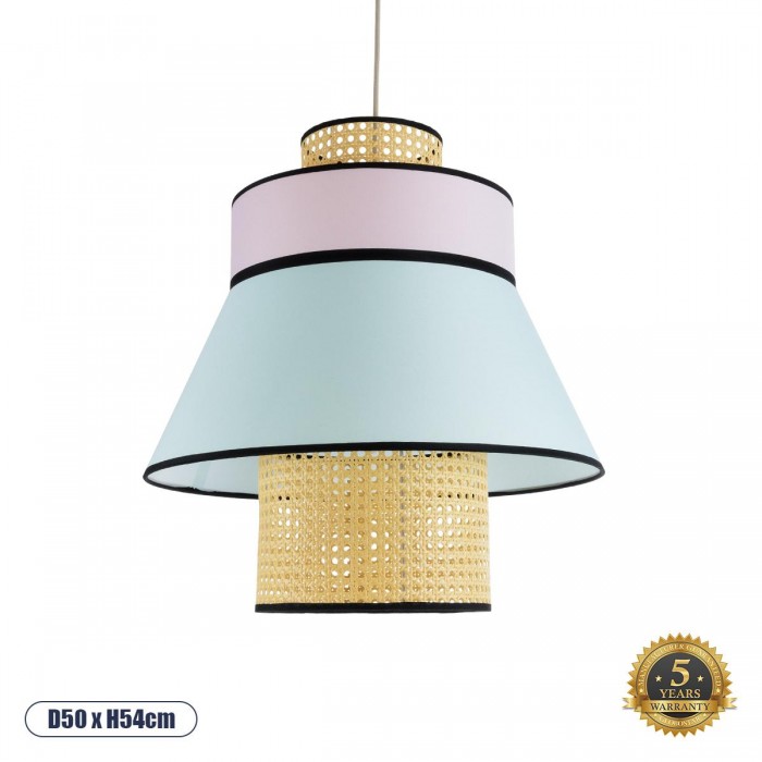 GloboStar® SAIGE 01920 Boho Κρεμαστό Φωτιστικό Πλέγμα Μονόφωτο 1 x E27 IP20 Μπεζ Ξύλο με Πολύχρωμο Ύφασμα - Μ50 x Π50 x Υ54cm GloboStar® SAIGE 01920 Boho Κρεμαστό Φωτιστικό Πλέγμα Μονόφωτο 1 x E27 IP20 Μπεζ Ξύλο με Πολύχρωμο Ύφασμα - Μ50 x Π50 x Υ54cm