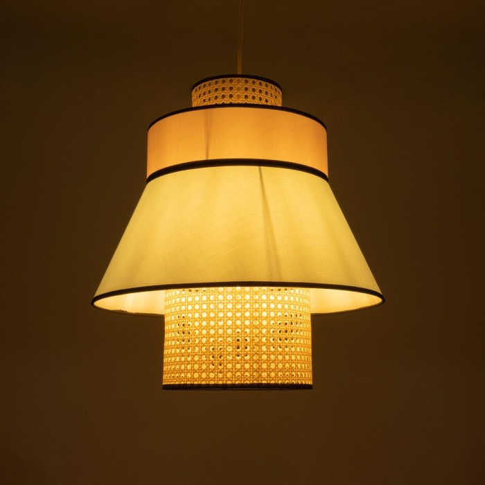 GloboStar® SAIGE 01920 Boho Κρεμαστό Φωτιστικό Πλέγμα Μονόφωτο 1 x E27 IP20 Μπεζ Ξύλο με Πολύχρωμο Ύφασμα - Μ50 x Π50 x Υ54cm GloboStar® SAIGE 01920 Boho Κρεμαστό Φωτιστικό Πλέγμα Μονόφωτο 1 x E27 IP20 Μπεζ Ξύλο με Πολύχρωμο Ύφασμα - Μ50 x Π50 x Υ54cm