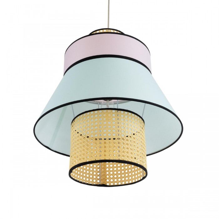 GloboStar® SAIGE 01920 Boho Κρεμαστό Φωτιστικό Πλέγμα Μονόφωτο 1 x E27 IP20 Μπεζ Ξύλο με Πολύχρωμο Ύφασμα - Μ50 x Π50 x Υ54cm GloboStar® SAIGE 01920 Boho Κρεμαστό Φωτιστικό Πλέγμα Μονόφωτο 1 x E27 IP20 Μπεζ Ξύλο με Πολύχρωμο Ύφασμα - Μ50 x Π50 x Υ54cm