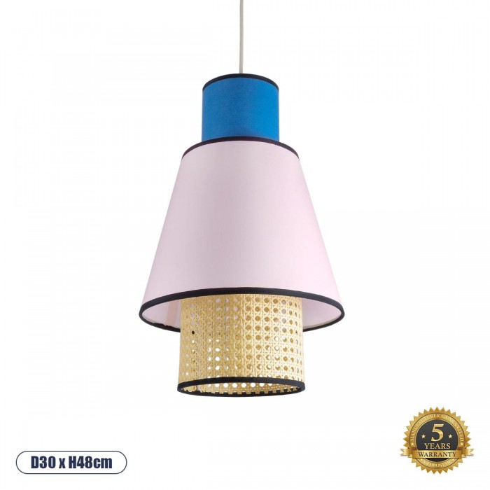 GloboStar® SAIGE 01921 Boho Κρεμαστό Φωτιστικό Πλέγμα Μονόφωτο 1 x E27 IP20 Μπεζ Ξύλο με Μπλε & Ροζ Ύφασμα - Μ30 x Π30 x Υ48cm GloboStar® SAIGE 01921 Boho Κρεμαστό Φωτιστικό Πλέγμα Μονόφωτο 1 x E27 IP20 Μπεζ Ξύλο με Μπλε & Ροζ Ύφασμα - Μ30 x Π30 x Υ48cm