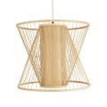 GloboStar® HIBISCUS 01925 Boho Κρεμαστό Φωτιστικό Οροφής Μονόφωτο 1 x E27 AC220-240V IP20 - Φ60 x Υ50cm - Μπεζ Ξύλινο Πλέγμα - 5 Years Warranty