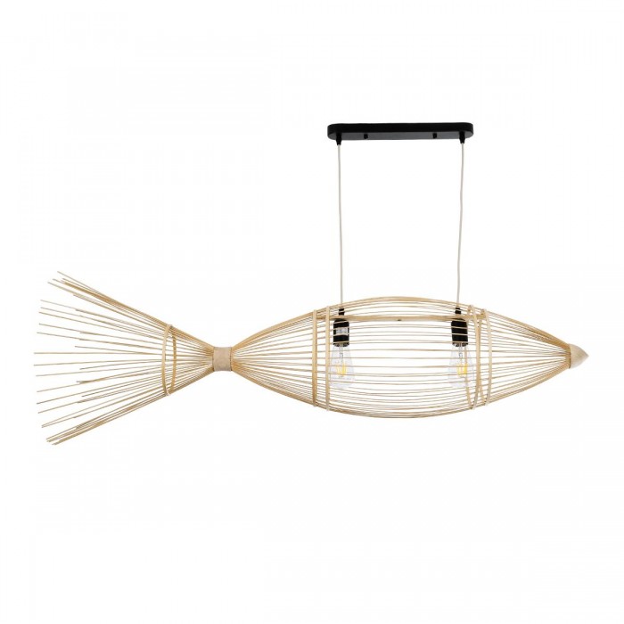 GloboStar® FISH 01927 Μοντέρνο Κρεμαστό Φωτιστικό Οροφής 2 x E27 AC 220-240V IP20 - Μ130 x Π42 x Υ42cm - Μπεζ Ξύλινο Πλέγμα GloboStar® FISH 01927 Μοντέρνο Κρεμαστό Φωτιστικό Οροφής 2 x E27 AC 220-240V IP20 - Μ130 x Π42 x Υ42cm - Μπεζ Ξύλινο Πλέγμα