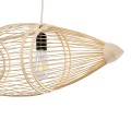 GloboStar® FISH 01927 Μοντέρνο Κρεμαστό Φωτιστικό Οροφής  2 x E27 AC 220-240V IP20 - Μ130 x Π42 x Υ42cm - Μπεζ Ξύλινο Πλέγμα