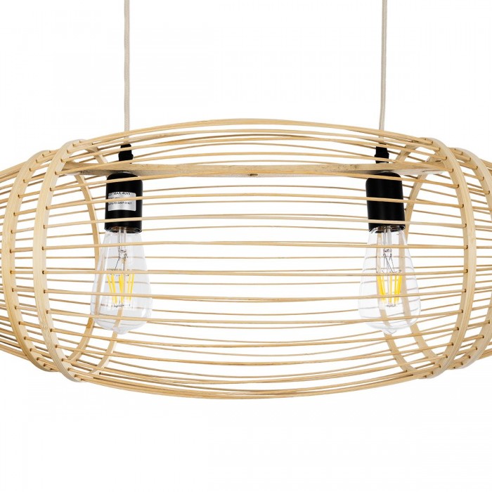 GloboStar® FISH 01927 Μοντέρνο Κρεμαστό Φωτιστικό Οροφής 2 x E27 AC 220-240V IP20 - Μ130 x Π42 x Υ42cm - Μπεζ Ξύλινο Πλέγμα GloboStar® FISH 01927 Μοντέρνο Κρεμαστό Φωτιστικό Οροφής 2 x E27 AC 220-240V IP20 - Μ130 x Π42 x Υ42cm - Μπεζ Ξύλινο Πλέγμα