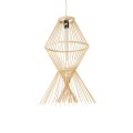 GloboStar® YOSHI 01928 Boho Κρεμαστό Φωτιστικό Οροφής Μονόφωτο 1 x E27 AC220-240V IP20 - Φ35 x Υ60cm - Μπεζ Ξύλινο Πλέγμα