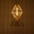 GloboStar® YOSHI 01928 Boho Κρεμαστό Φωτιστικό Οροφής Μονόφωτο 1 x E27 AC220-240V IP20 - Φ35 x Υ60cm - Μπεζ Ξύλινο Πλέγμα