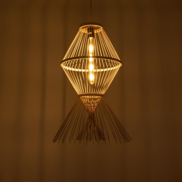 GloboStar® YOSHI 01928 Boho Κρεμαστό Φωτιστικό Οροφής Μονόφωτο 1 x E27 AC220-240V IP20 - Φ35 x Υ60cm - Μπεζ Ξύλινο Πλέγμα GloboStar® YOSHI 01928 Boho Κρεμαστό Φωτιστικό Οροφής Μονόφωτο 1 x E27 AC220-240V IP20 - Φ35 x Υ60cm - Μπεζ Ξύλινο Πλέγμα