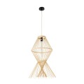 GloboStar® YOSHI 01928 Boho Κρεμαστό Φωτιστικό Οροφής Μονόφωτο 1 x E27 AC220-240V IP20 - Φ35 x Υ60cm - Μπεζ Ξύλινο Πλέγμα