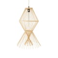GloboStar® YOSHI 01928 Boho Κρεμαστό Φωτιστικό Οροφής Μονόφωτο 1 x E27 AC220-240V IP20 - Φ35 x Υ60cm - Μπεζ Ξύλινο Πλέγμα