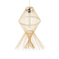 GloboStar® YOSHI 01928 Boho Κρεμαστό Φωτιστικό Οροφής Μονόφωτο 1 x E27 AC220-240V IP20 - Φ35 x Υ60cm - Μπεζ Ξύλινο Πλέγμα