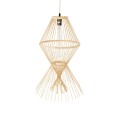 GloboStar® YOSHI 01928 Boho Κρεμαστό Φωτιστικό Οροφής Μονόφωτο 1 x E27 AC220-240V IP20 - Φ35 x Υ60cm - Μπεζ Ξύλινο Πλέγμα